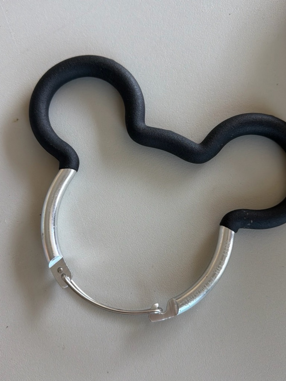 Disney Black Mickey-Shape Key Ring with Silver Accents